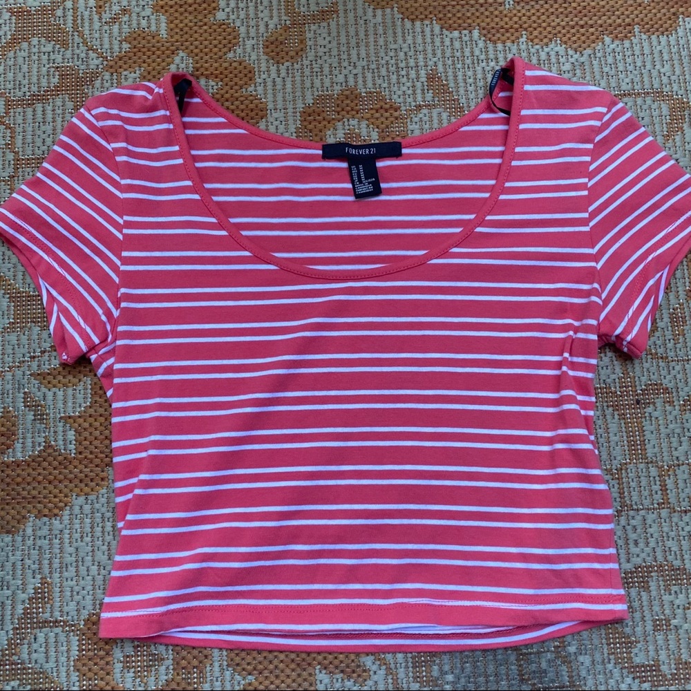 Forever 21 Cropped Striped Tee